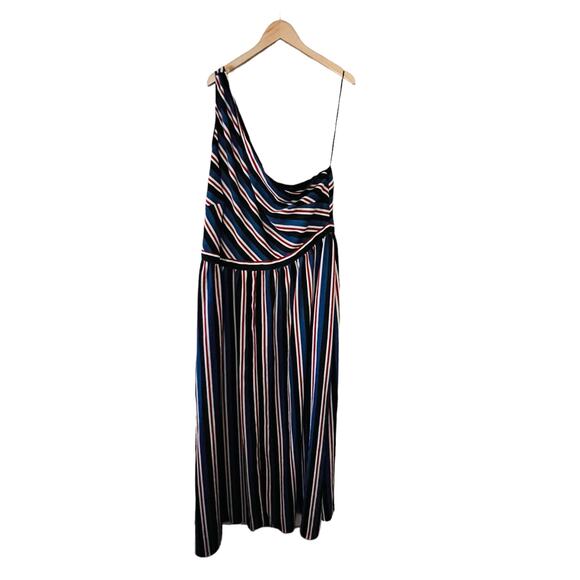 Soncy Multicolored Striped One Shoulder Maxi Dress Size 4X NWT - Picture 3 of 9